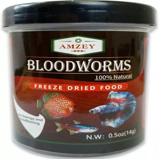 Amzey Blood Worms 0.5 oz -100% Natural Freeze Dried Blood Worms - Aquarium High 