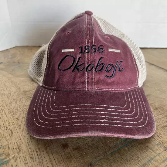 Okoboji Hat Red Jacobson Hat Adjustable Adult Size Red Hat Baseball Cap