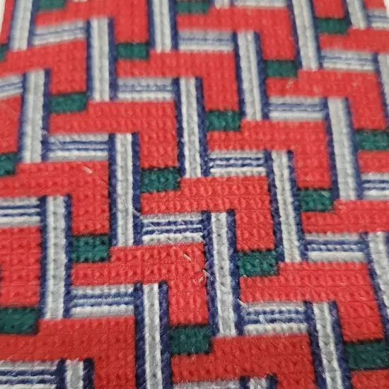 Spauldings Chicago Red Green Blue Stair Pattern Professional SILK 1980s Necktie