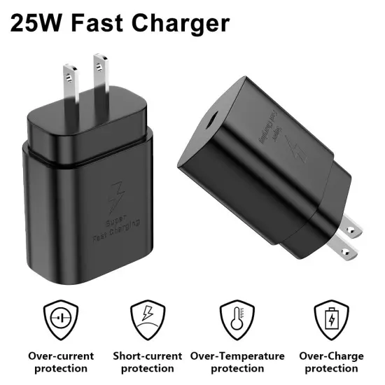 25w Type USB-C Fast Wall Charger+6FT Cable For Samsung Galaxy S20 S21 5G lot US