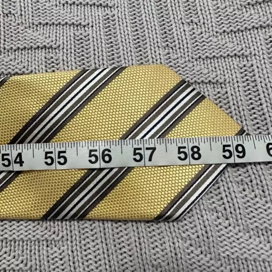 Paul Fredrick yellow and bronze striped Italian silk tie