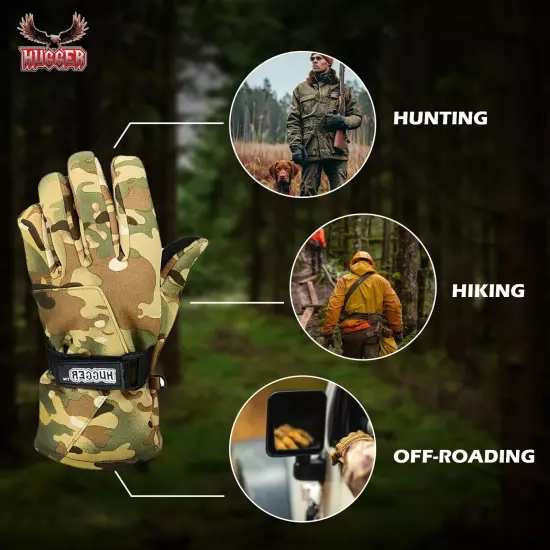 Hugger Men's Camo Glove Group for Motorcycle Riding, Hunting, and Hiking 