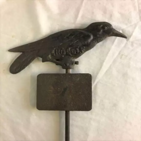 Antique Cast Iron Golf Pin Marker Crow Golf Wood Shaft Era