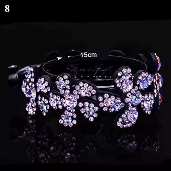 Women Rhinestone Ponytail Tail Hair Bun Holder Claw Clip Shiny Crystal Hairpin