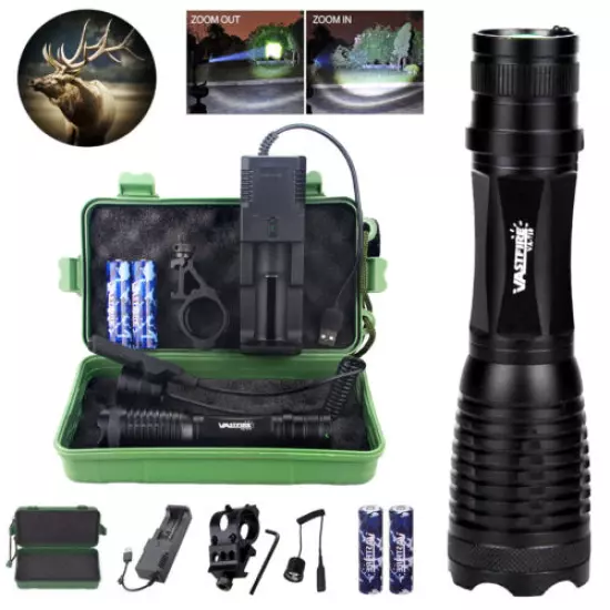 Hunting Tactical Hunting Flashlight Torch Rifle Gun Scope Lamp w/ offset Mount