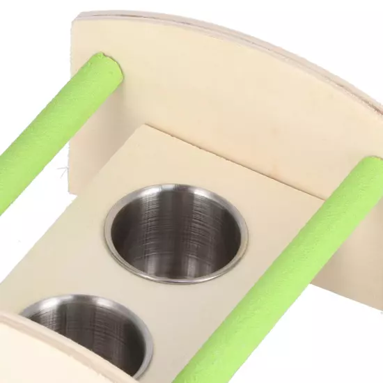  Wood Stand With 2 Stainless Steel Feeding Cup Playstand Training