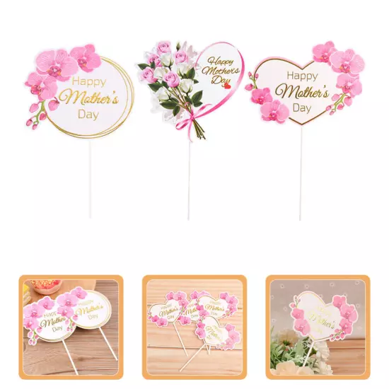 6pcs Mother's Day Cupcake Toppers Cake Insert Cards Topper Decor Decorations