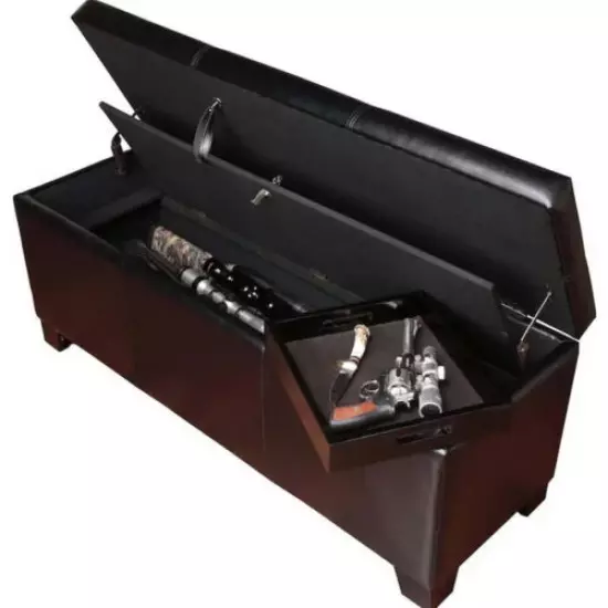 Gun Long Rifle Safe Storage Bench Seat Pistols Steel Locking Concealment Cabinet