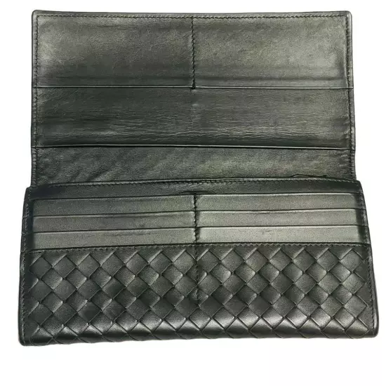 Bottega Veneta Bifold Long Wallet Intrecciato Black excellent free shipping