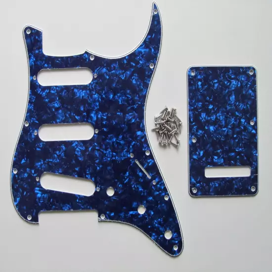 ST/Strat Style Guitar Pickguard Trem Cover SSS Blue Pearl fits Stratocaster