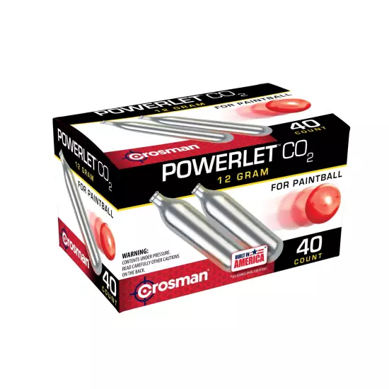 Crosman 12 Gram Powerlet CC40PB 40 COUNT CO2, for Airguns Sport and Outdoor Fun