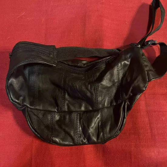 Fanny Pack Soft Black Leather Vintage Belt Bag Waist Bag Expands