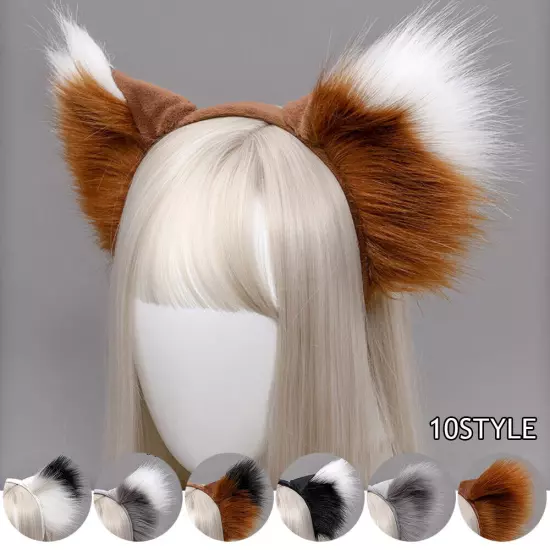 Simulation Animal Ears Plush Animal Wolf Ears Headband Fox Cat Ears