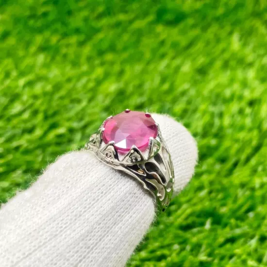 Natural BURMA RUBY Unisex Ring Real Burmese Ruby Ring 925 Sterling Silver Ring