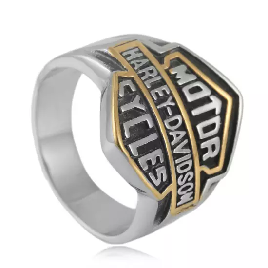 Mens Motorcycle club Biker Punk Ring Silver Stainless Steel Size 7-13