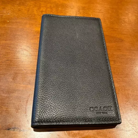 NEW Coach Black Leather Passport Case/Holder/Wallet