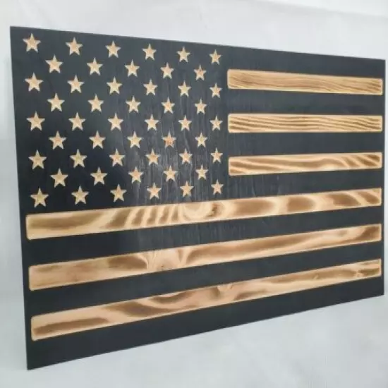 19" Black and Burnt American Flag handgun concealment cabinet hidden gun storage