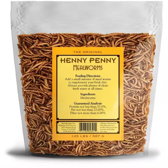 Volkman The Original Henny Penny Nutritious Dehydrated Mealworms 1.25-Pounds