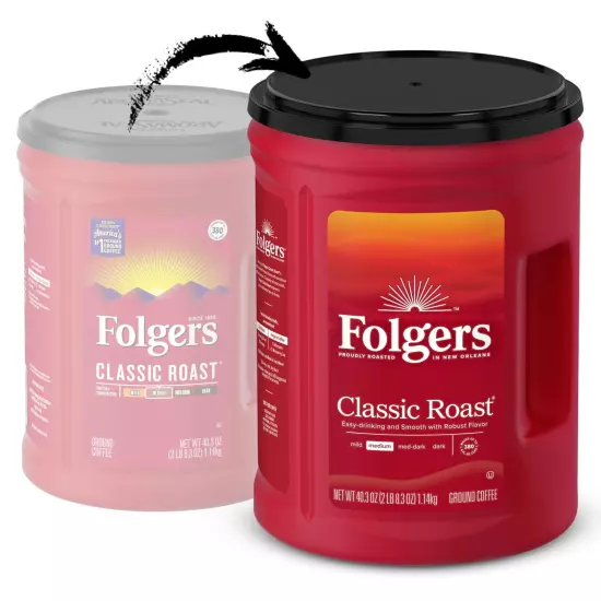 Folgers Classic Roast Ground Coffee, Medium Roast, 40.3-Ounce Canister