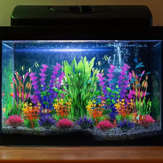 Fish Tank Decorations Plants 20pcs Aquarium Decorations Plants Plastic Fish