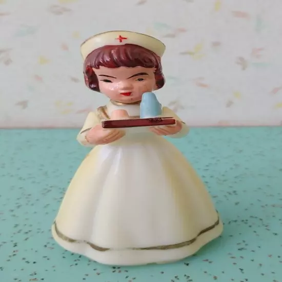 Vintage Nurse Cake Topper Health Care Worker 4" Tall Plastic Moving Arms