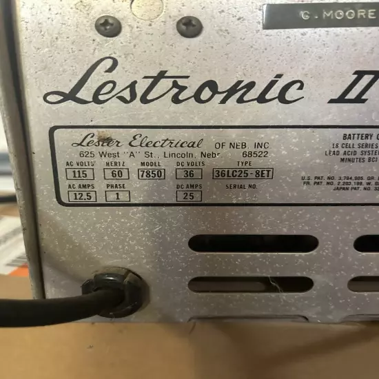 Lestronic II 36 Volt Golf Cart Battery Charger 36LC25-8ET Untested