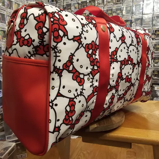 Hello Kitty Travel Duffle Bag Red / White Overnight Weekend Bag Luggage 20inch