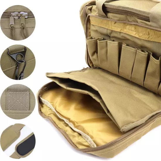 Tactical Range Bag with Removable Pistol Pouches, Gun Range Duffle Bag for Ammo,