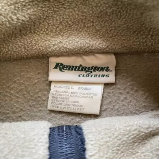 REMINGTON CLOTHING Men’s FLEECE Full ZIP SWEATSHIRT Jacket L Large Driftwood Tan