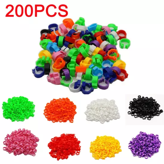 200Pcs Mixed Colour Small Bird Foot Ring Leg Band Dove Pigeon Poultry Clip Bands