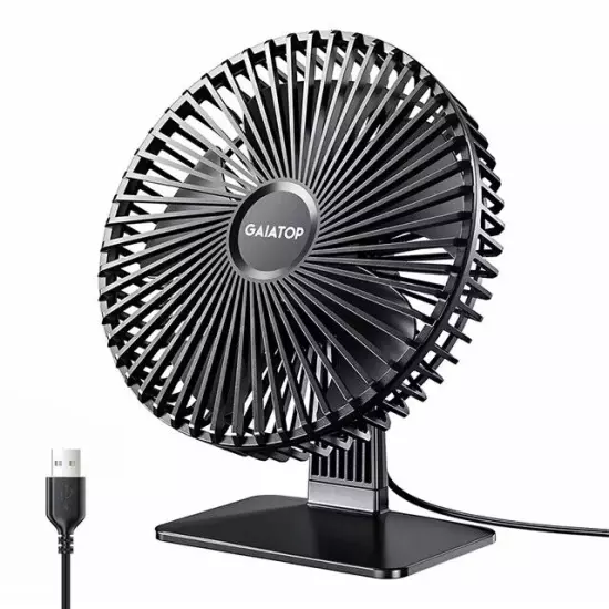 GAIATOP Portable USB Desk Fan-Adjustable Cooling with 4 Speed Modes Home Office