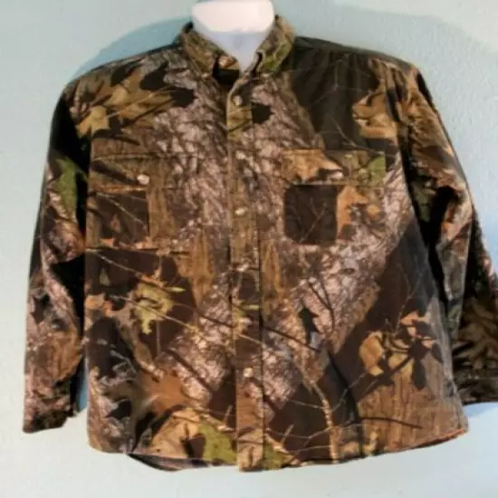 Vintage SAFTBAK Mossy Oak Thick Flannel Shirt Men's Large Camouflage Chamois