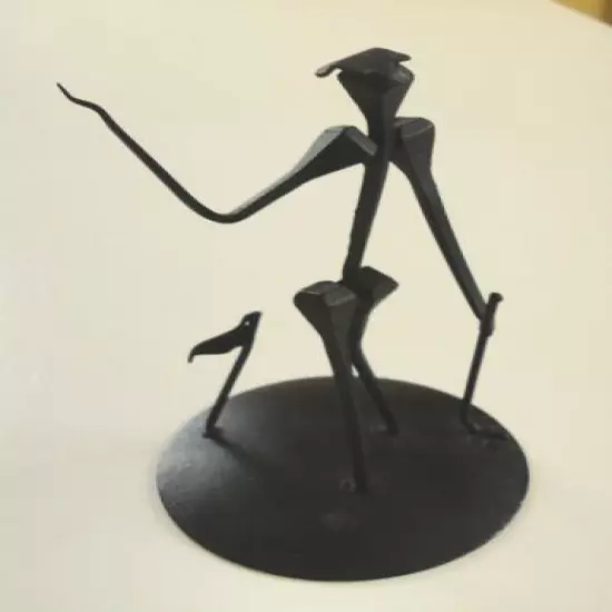 Vtg Modern Abstract Metal Golfer Flag Club Desk Sculpture Made Spain Figurine