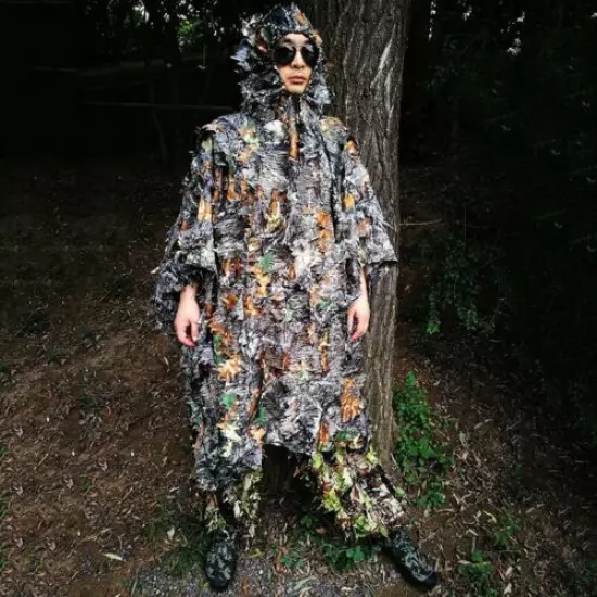 Spring Autumn Hunting Poncho 3D Lightweight Camouflage Ghillie Suit Cloak