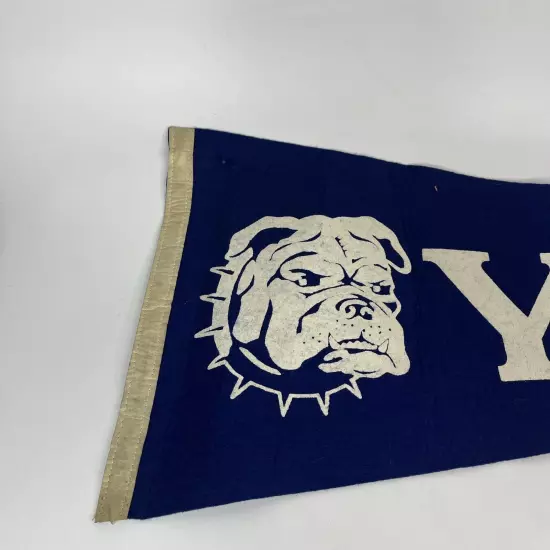 Vintage Pennant Yale UniversityBulldog Royal blue Collegiate 28" x 11" Flag