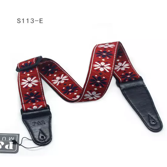 Embroidery Bohemian Cotton Electric Acoustic Guitar Belt Adjustable Soft Strap 