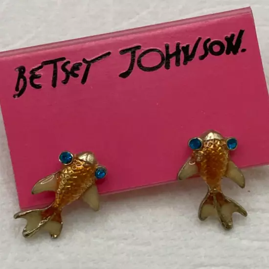 NWT Betsey Johnson GP Crystal & Enamel Koi Fish Post Earrings