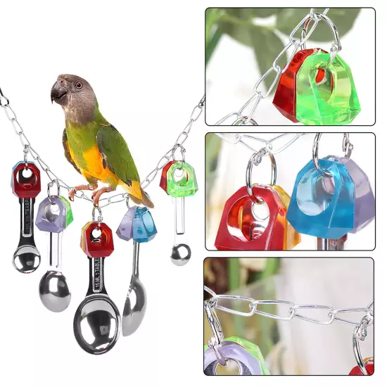 Colorful Plastic Parrot Bird Chewing Playing Toys Cage Hanging Decoration