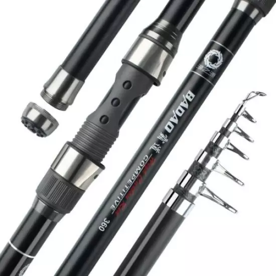 Portable Fishing Rod Pole Rock Sea Spinning Carbon Fiber Super Hard Strong Carp