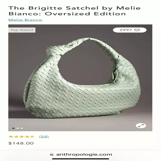 Melie Bianco Katherine Brigitte Satchel Oversized Edition Woven Knot Bag ANTHRO!