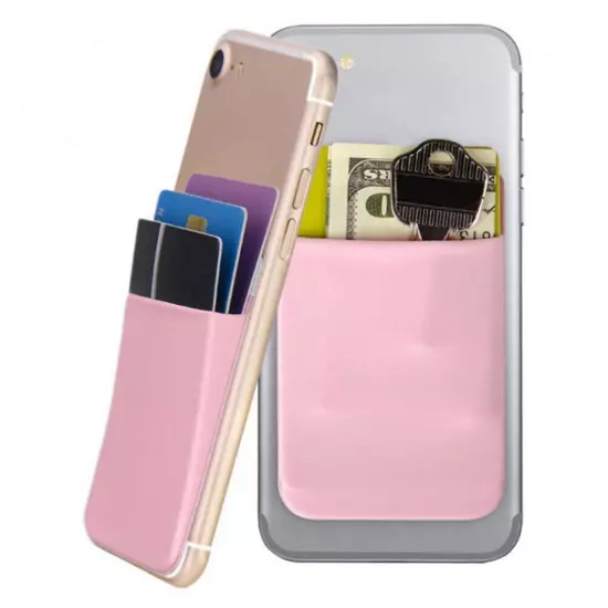 Adhesive Silicone Credit Card Pocket Sticker Pouch Holder Case For Cell Phone