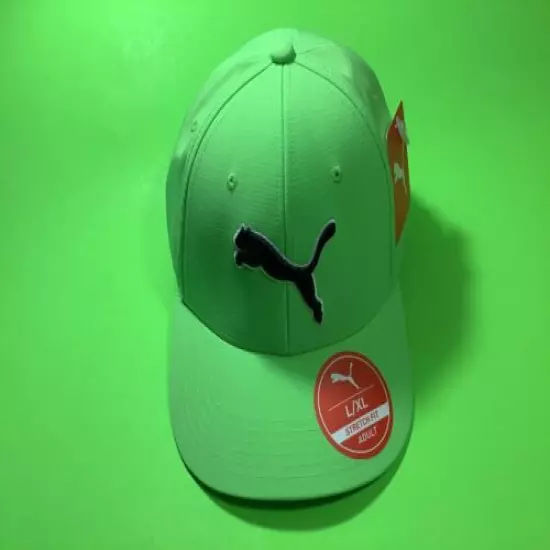 New PUMA Stretch Fit Adult Hat Sz L/XL Green w/Black, White