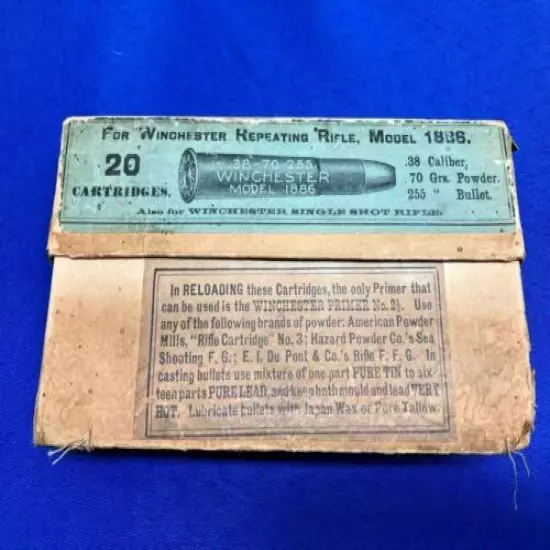 Winchester 38-70 Model 1886 Two Piece Black Powder Cartridge Box