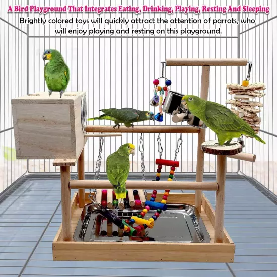 Parrots Playstand Birds Perch Stand Play Gym Cockatiel Playpen with Chewing