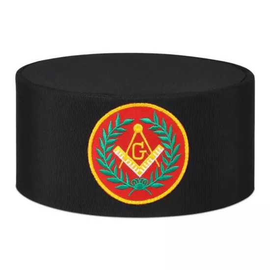 Master Mason Blue Lodge Crown Cap - Black With Red Emblem & Wreath