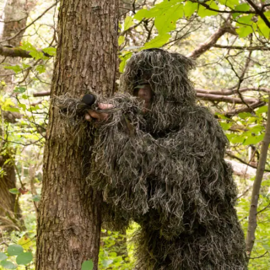 New Ghillie Suit M/L Camo Woodland Camouflage Forest Hunting 3D 4-Piece + Bag