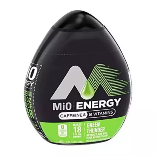 6 Mio ENERGY CAFFEINE B VITAMINS Green Thunder Squeeze Water Liquid Enhancer5/18