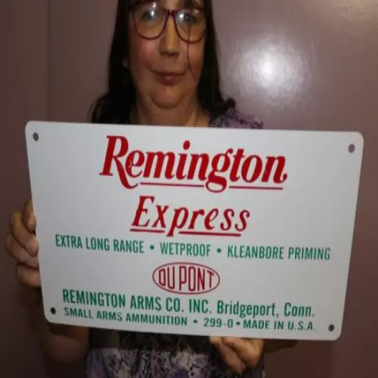 Vintage REMINGTON EXPRESS Ammunition Hunting Shotgun Gun Store 15" Metal Sign