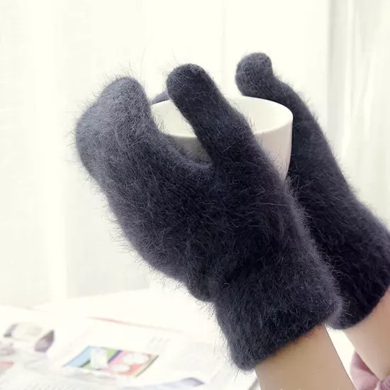 New Gloves Rabbit Wool Winter Fur All Finger Warm Fashion Mittens Warmer Gloves