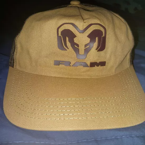 Dark Beige/Brown Dodge Ram Truck Hat 3D-Emblem Snapback Great Condition! F. Ship